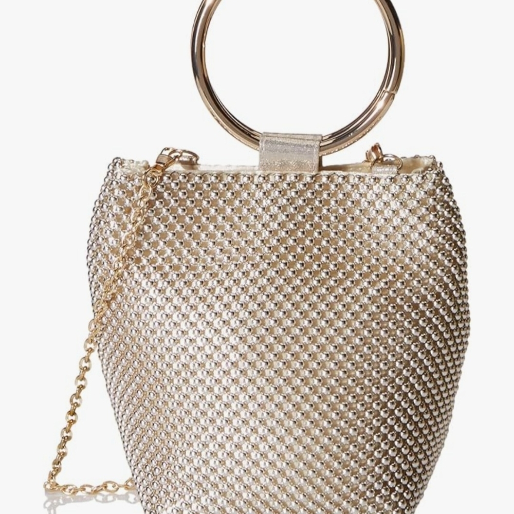 Jessica McClintock Gold Pearl Embellished Bag - Picture 6 of 11